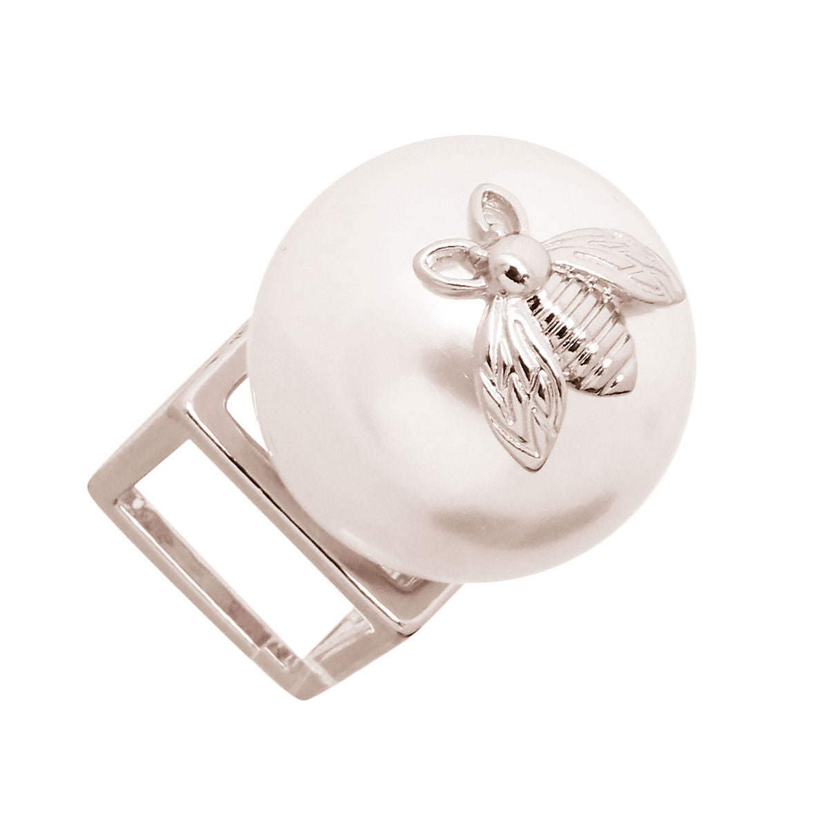 Silver Bee Accented Pearl Ring - Premium Wholesale Jewelry from Pinktown - Just $9! Shop now at chiquestyles