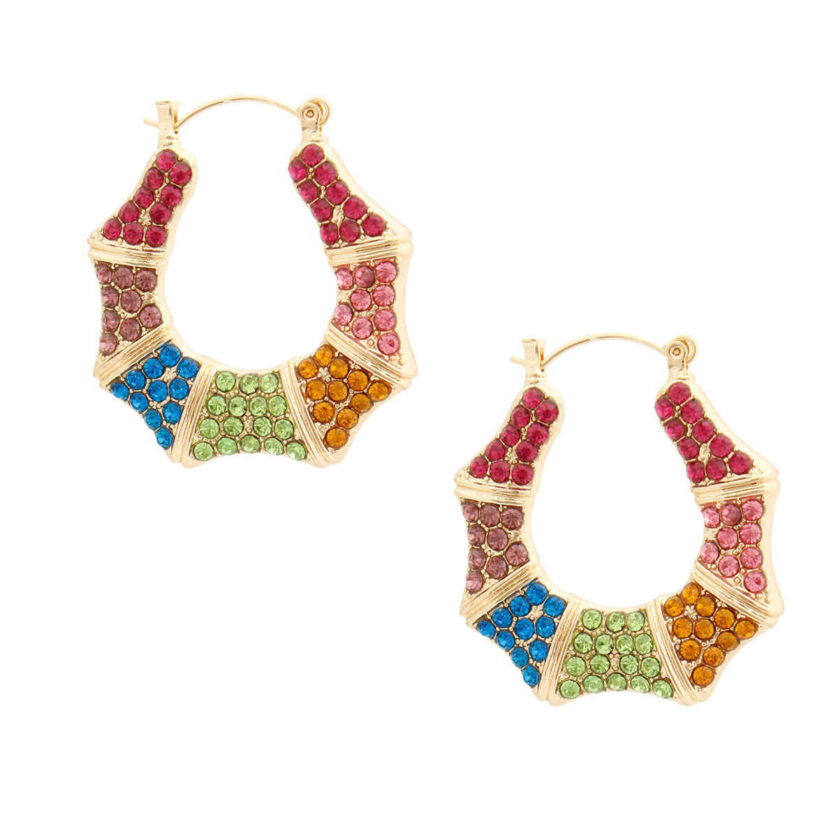 Multi Color Bling Bamboo Hoops - Premium Wholesale Jewelry from Pinktown - Just $12! Shop now at chiquestyles