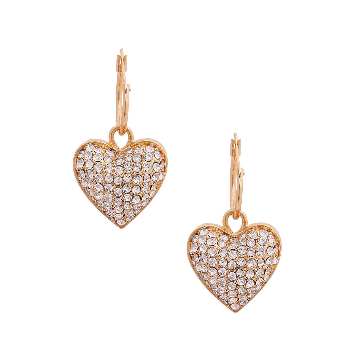 Gold 3D Heart Baby Hoops|1.5 inches - Premium Wholesale Jewelry from Pinktown - Just $12! Shop now at chiquestyles