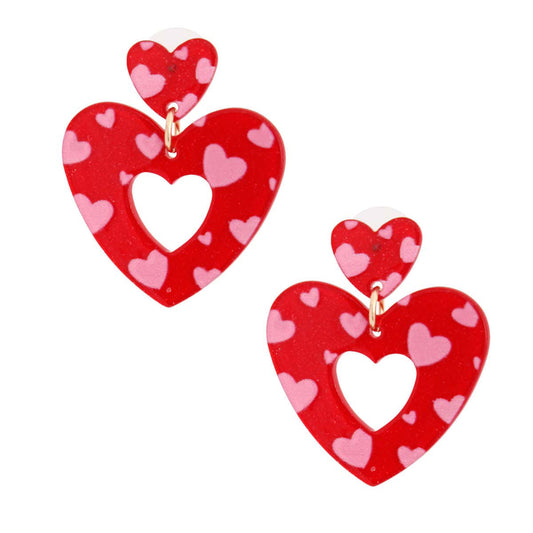 Red Pink Glitter Heart Earrings|1.65 inches - Premium Wholesale Jewelry from Pinktown - Just $12! Shop now at chiquestyles