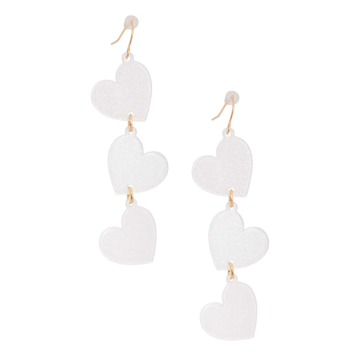 White Triple Link Heart Earrings|3 inches - Premium Wholesale Jewelry from Pinktown - Just $12! Shop now at chiquestyles