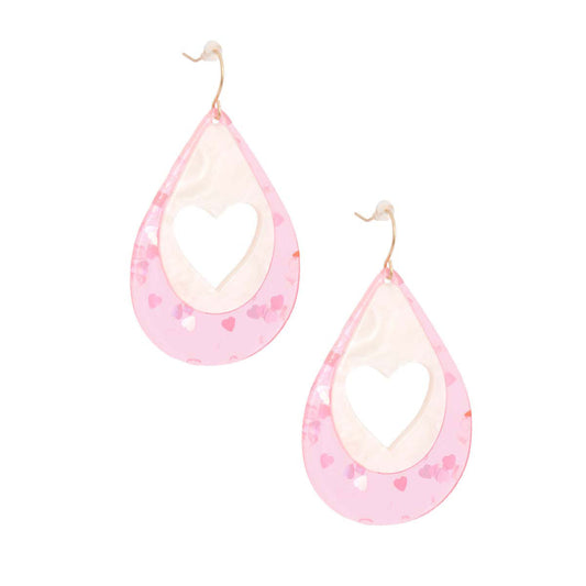 Light Pink Teardrop Heart Earrings|2.25 inches - Premium Wholesale Jewelry from Pinktown - Just $12! Shop now at chiquestyles
