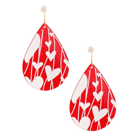 Red Teardrop Heart Earrings|2.25 inches - Premium Wholesale Jewelry from Pinktown - Just $12! Shop now at chiquestyles