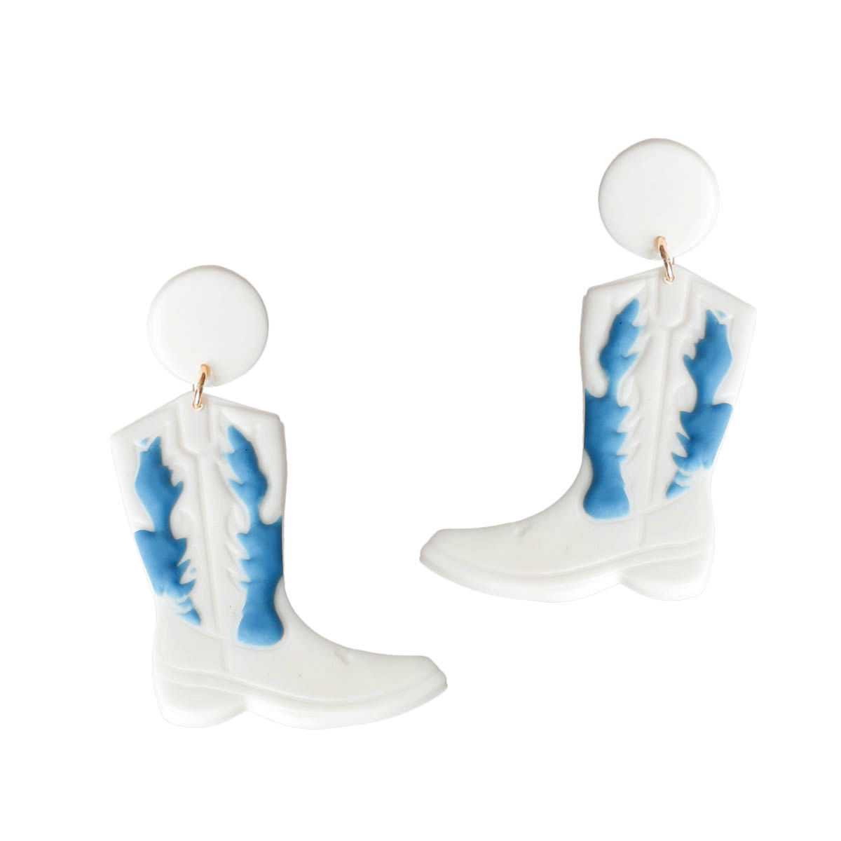 White and Blue Clay Boots Earrings|2.5 inches - Premium Wholesale Jewelry from Pinktown - Just $13! Shop now at chiquestyles