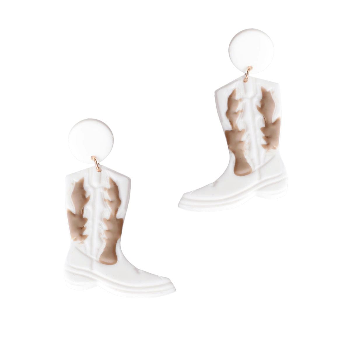 White and Brown Clay Boots Earrings|2.5 inches - Premium Wholesale Jewelry from Pinktown - Just $13! Shop now at chiquestyles