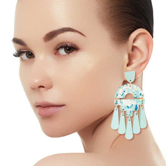 Turquoise Marbled Clay Teardrop Earrings|3 inches - Premium Wholesale Jewelry from Pinktown - Just $13! Shop now at chiquestyles