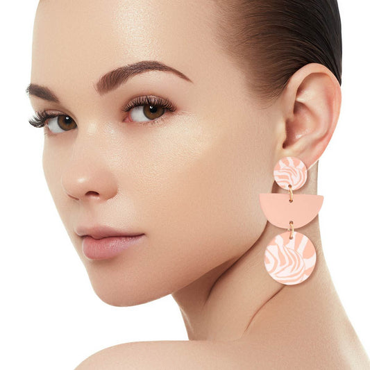 Mauve Clay Leaf Pattern Earrings|2.45 inches - Premium Wholesale Jewelry from Pinktown - Just $13! Shop now at chiquestyles