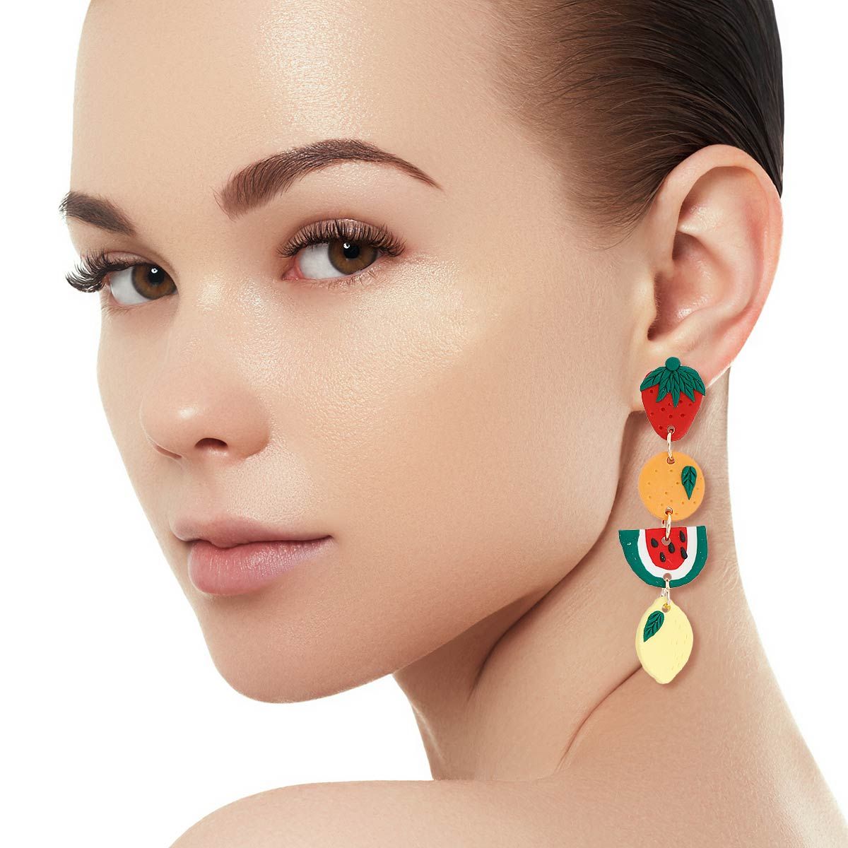 Multi Fruit Clay Dangle Earrings|2.75 inches - Premium Wholesale Jewelry from Pinktown - Just $13! Shop now at chiquestyles