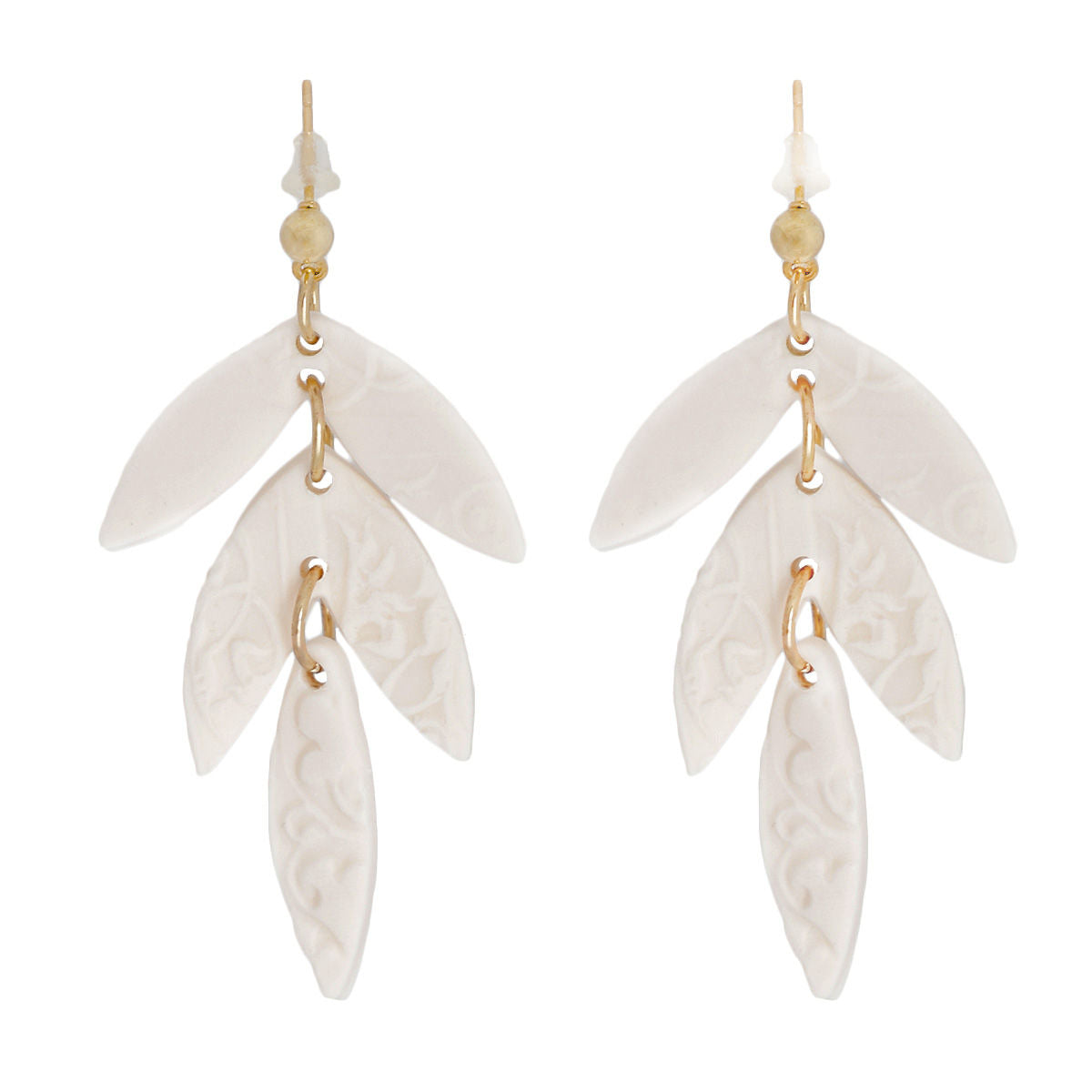 Pale Pink Clay Leaf Shape Bridal Earrings - Premium Wholesale Jewelry from Pinktown - Just $13! Shop now at chiquestyles