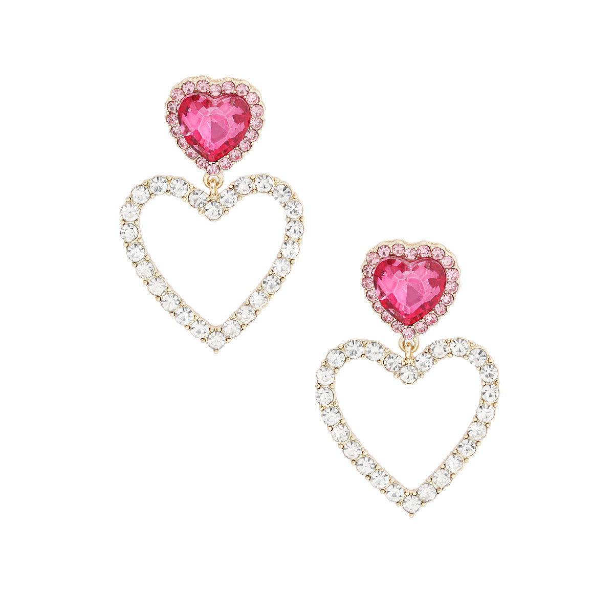 Gold Pink Cutout Heart Earrings|1.9 inches - Premium Wholesale Jewelry from Pinktown - Just $12! Shop now at chiquestyles