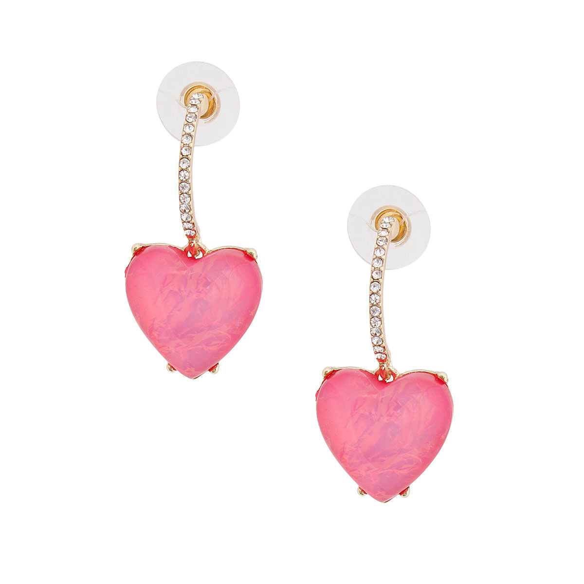 Gold Fuchsia Heart Huggie Hoops|1.15 inches - Premium Wholesale Jewelry from Pinktown - Just $12! Shop now at chiquestyles