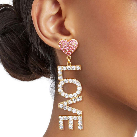 Pink Gold LOVE YOU Earrings|2.75 inches - Premium Wholesale Jewelry from Pinktown - Just $13! Shop now at chiquestyles