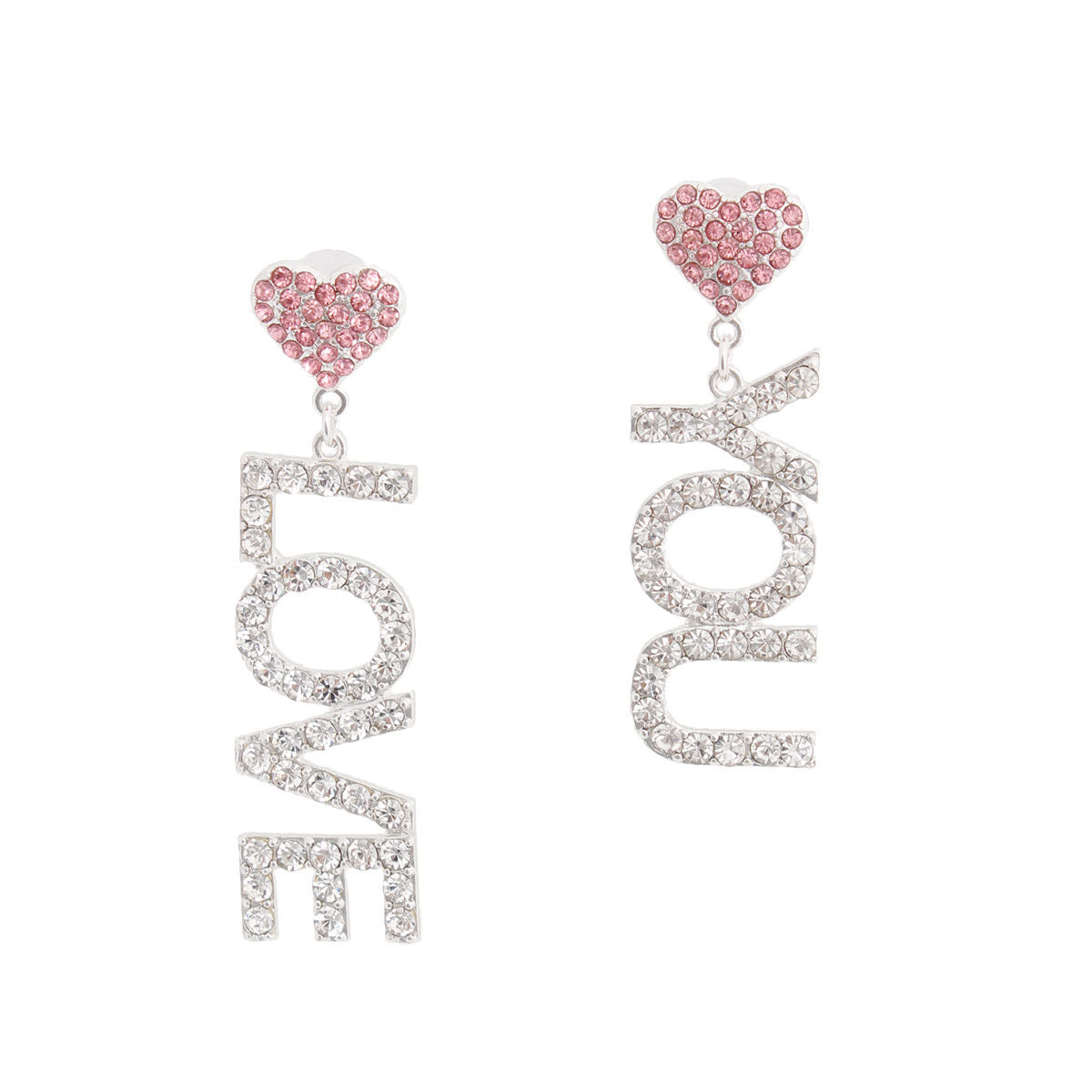 Pink Silver LOVE YOU Earrings|2.75 inches - Premium Wholesale Jewelry from Pinktown - Just $13! Shop now at chiquestyles