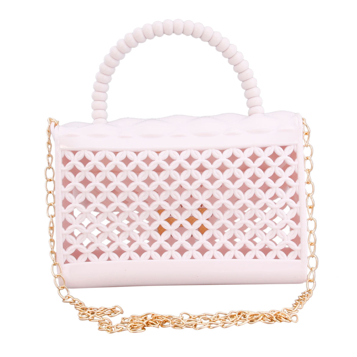 White Jelly Top Handle Mini Crossbody|6.75 x 4.5 x 2.5 inches - Premium Wholesale Fashion Accessories from Pinktown - Just $25! Shop now at chiquestyles