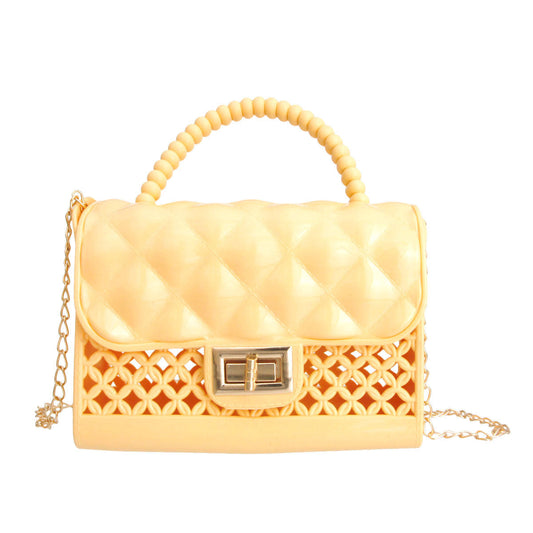 Yellow Jelly Top Handle Mini Crossbody|6.75 x 4.5 x 2.5 inches - Premium Wholesale Fashion Accessories from Pinktown - Just $24! Shop now at chiquestyles