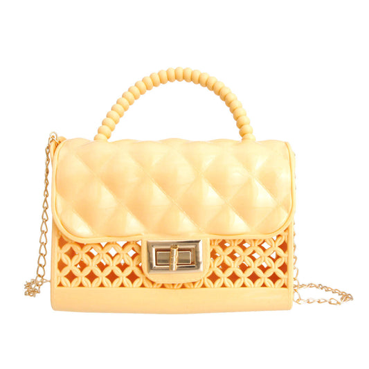 Yellow Jelly Top Handle Mini Crossbody|6.75 x 4.5 x 2.5 inches - Premium Wholesale Fashion Accessories from Pinktown - Just $25! Shop now at chiquestyles