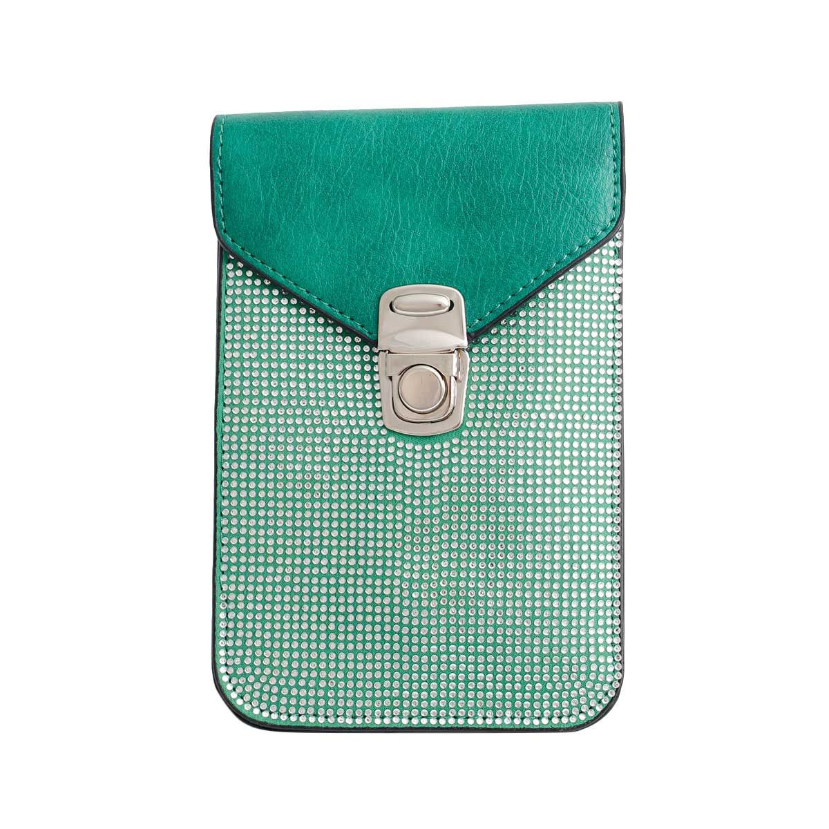 Green Rhinestone Cellphone Wallet|7.5 x 5 1 inches - Premium Wholesale Fashion Accessories from Pinktown - Just $17! Shop now at chiquestyles