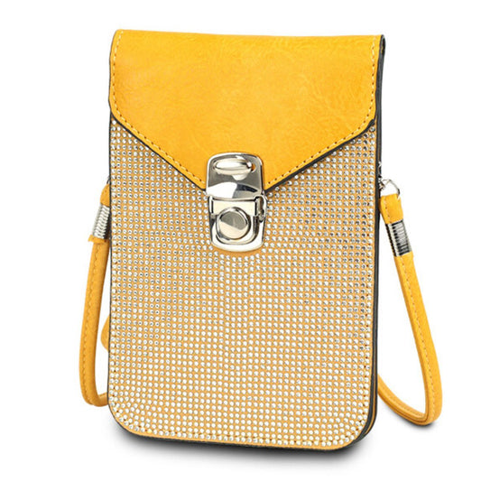 Yellow Rhinestone Cellphone Wallet - Premium Wholesale Fashion Accessories from Pinktown - Just $17! Shop now at chiquestyles