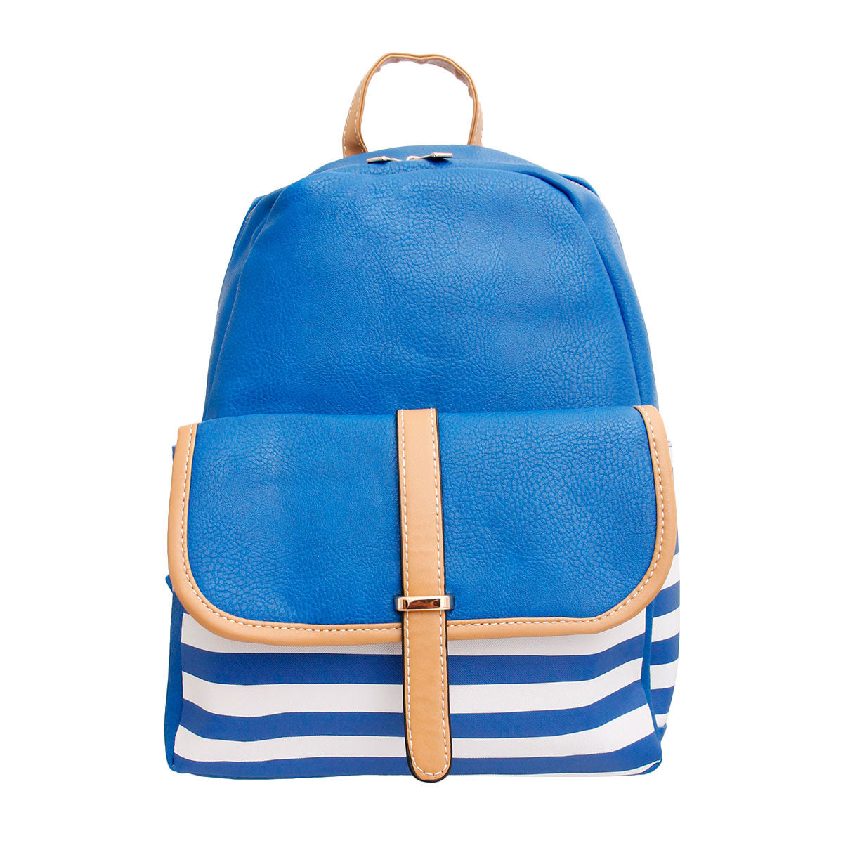 Blue and White Stripe Backpack|14 x 12 x 6 inches - Premium Wholesale Fashion Accessories from Pinktown - Just $32! Shop now at chiquestyles