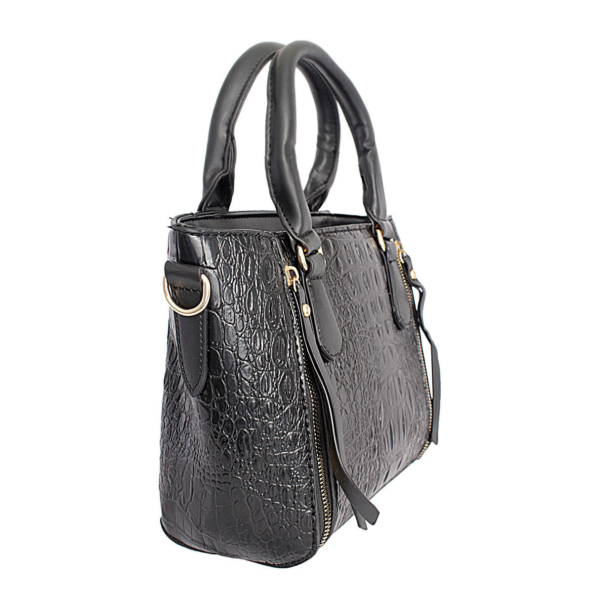 Black Croc Tote Pouch Set|12.5 x 8 x 4 inches - Premium Wholesale Fashion Accessories from Pinktown - Just $36! Shop now at chiquestyles