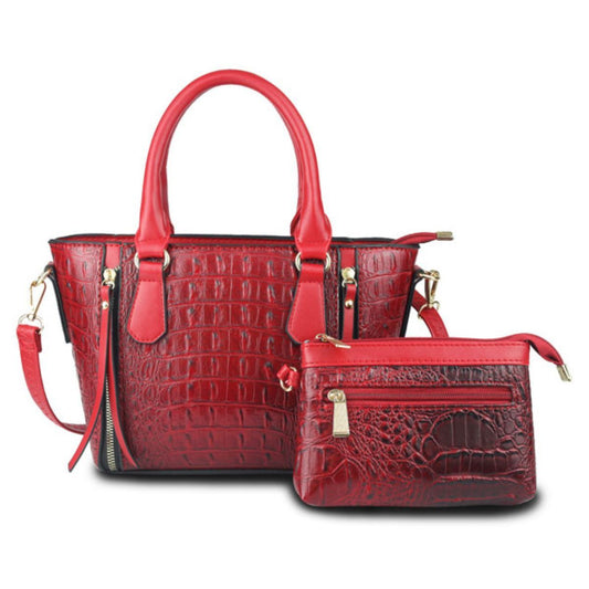 Red Croc Tote Pouch Set|12.5 x 8 x 4 inches - Premium Wholesale Fashion Accessories from Pinktown - Just $36! Shop now at chiquestyles