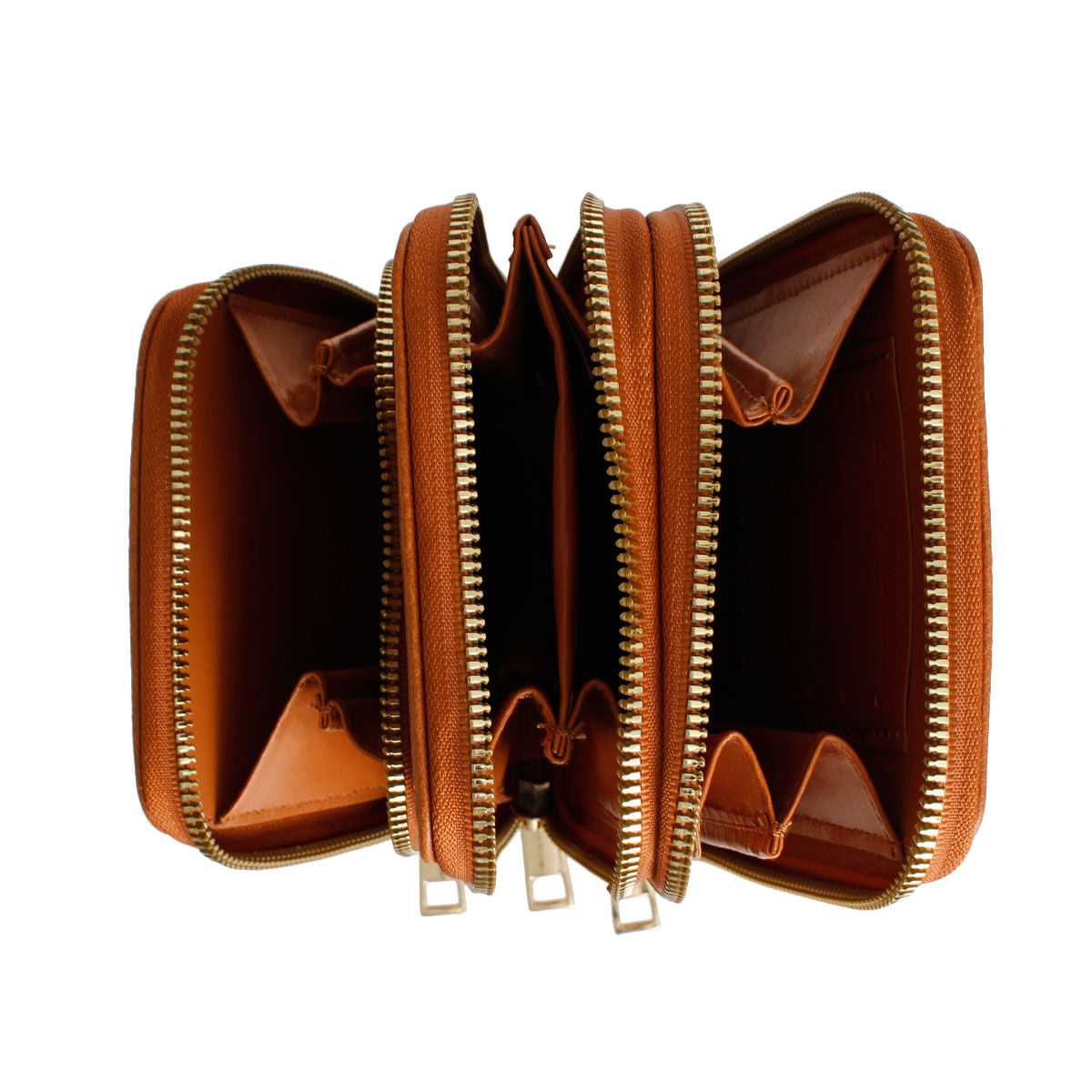 Camel Triple Pocket Crossbody|7.3 x 4.4 x 2.8 inches - Premium Wholesale Fashion Accessories from Pinktown - Just $26! Shop now at chiquestyles