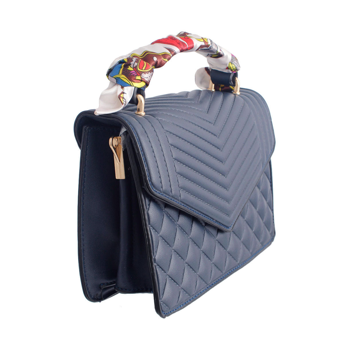 Navy Quilted Scarf Crossbody|8.7 x 3.3 x 5.7 inches - Premium Wholesale Boutique Clothing from Pinktown - Just $31! Shop now at chiquestyles