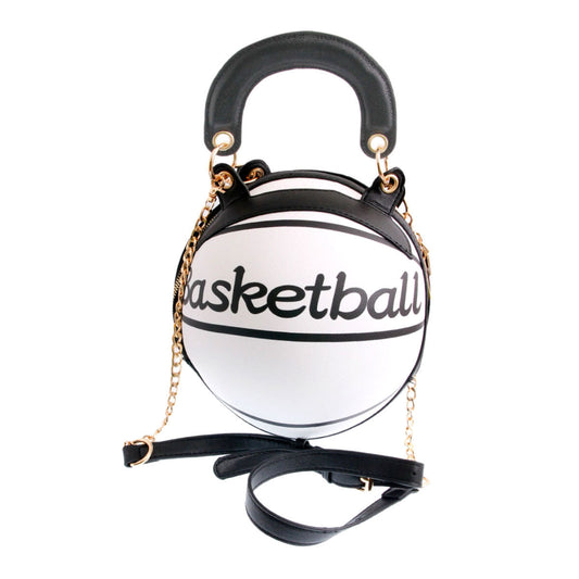 White Basketball Handbag|10.5 x 10.5 x 14 inches - Premium Wholesale Fashion Accessories from Pinktown - Just $65! Shop now at chiquestyles