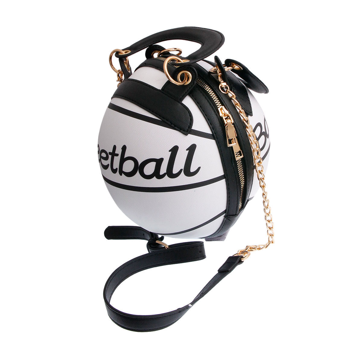 White Basketball Handbag|10.5 x 10.5 x 14 inches - Premium Wholesale Fashion Accessories from Pinktown - Just $67! Shop now at chiquestyles