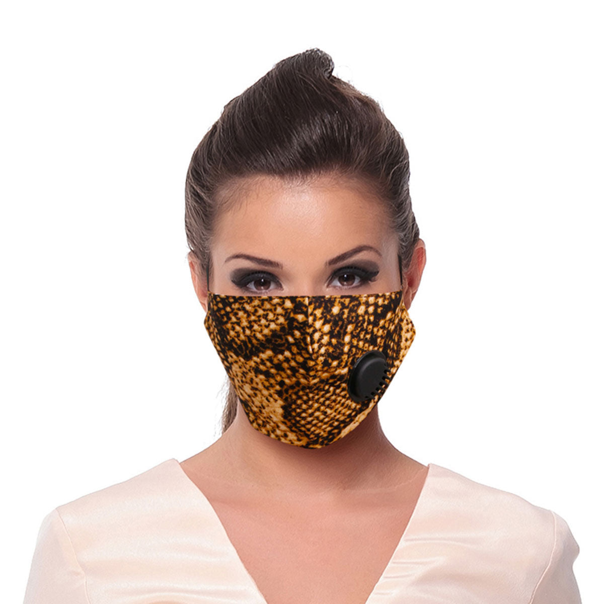 Brown Snake Skin Filter Mask|Stretch to Fit - Premium Wholesale Fashion Accessories from Pinktown - Just $7! Shop now at chiquestyles