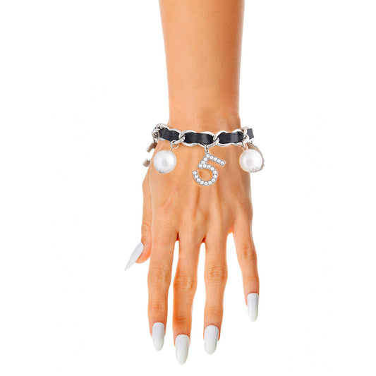 Black Silver Chain Pearl Bracelet|8 inches - Premium Wholesale Jewelry from Pinktown - Just $16! Shop now at chiquestyles