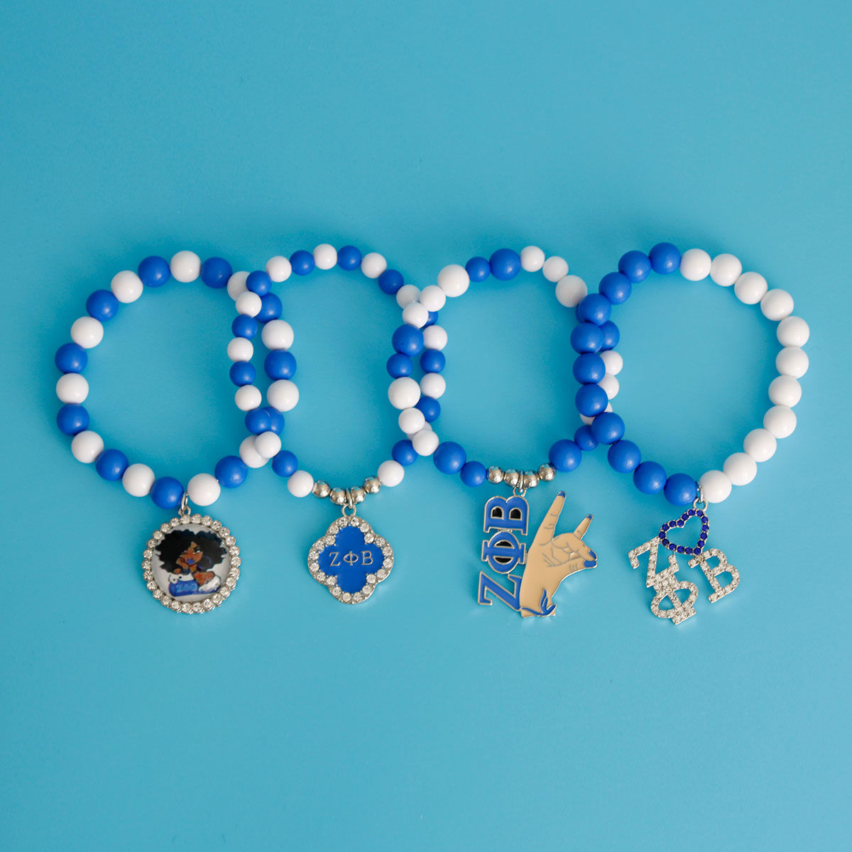 Blue White Bead Sorority Set|Stretch to Fit - Premium Wholesale Jewelry from Pinktown - Just $20! Shop now at chiquestyles