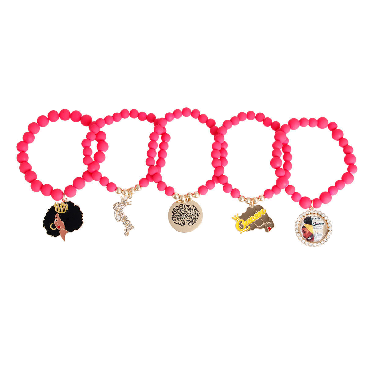 Pink Black Queen Bracelets|Stretch to Fit - Premium Wholesale Jewelry from Pinktown - Just $22! Shop now at chiquestyles