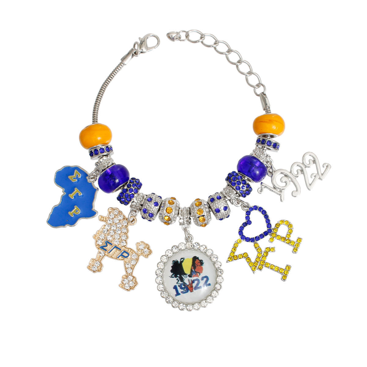 Blue Gold Sorority Charm Bracelet|8 inches - Premium Wholesale Jewelry from Pinktown - Just $29! Shop now at chiquestyles