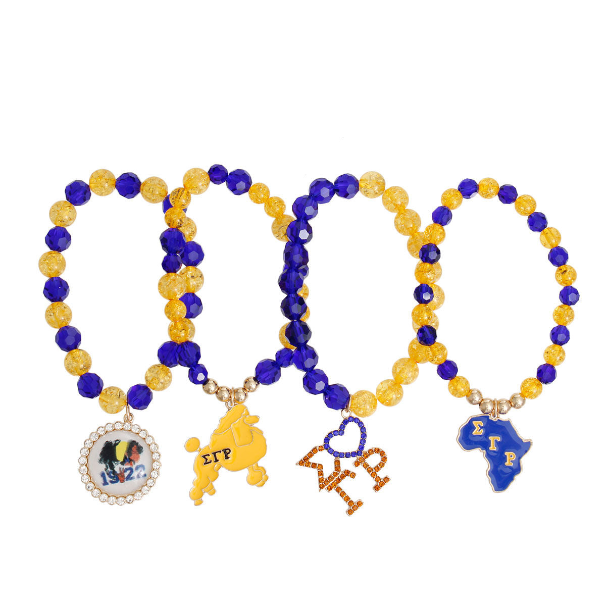 Blue Gold Bead Gold Sorority Set|Stretch to Fit - Premium Wholesale Jewelry from Pinktown - Just $20! Shop now at chiquestyles