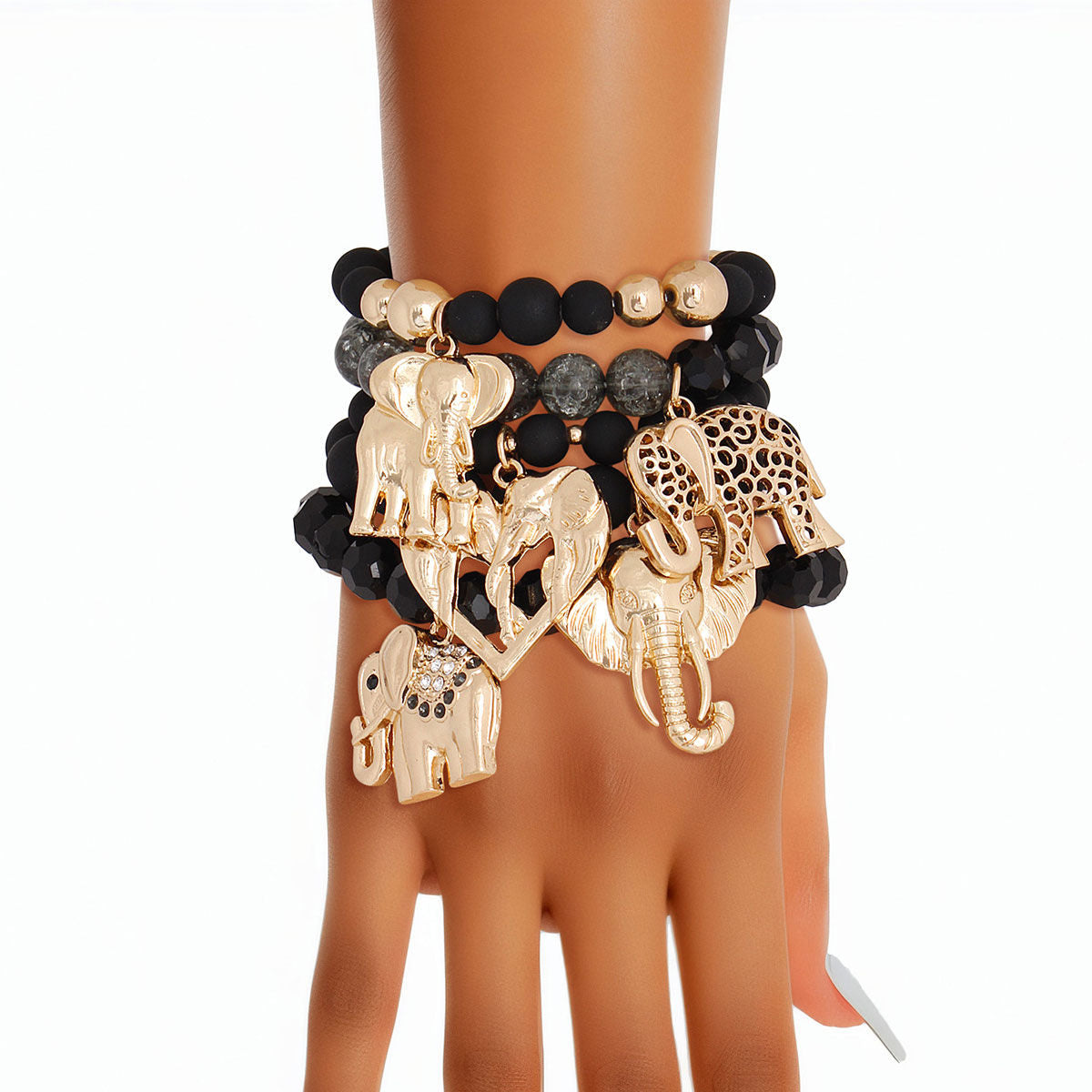 Mixed Black Elephant Bracelets|Stretch to Fit - Premium Wholesale Jewelry from Pinktown - Just $21! Shop now at chiquestyles