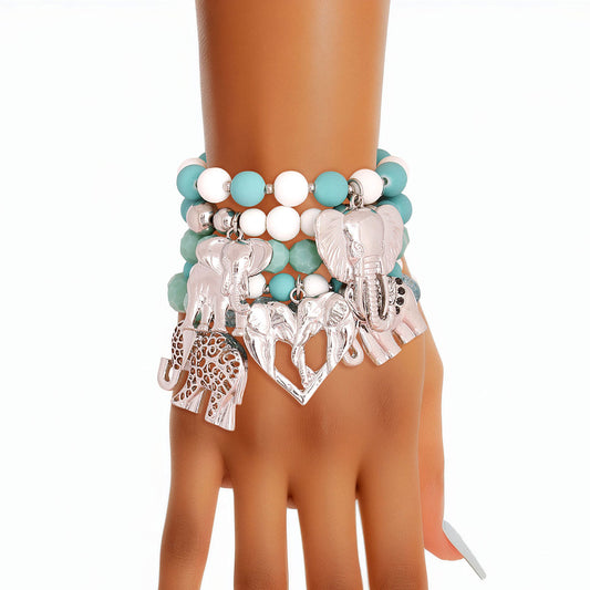 Mixed Turquoise Elephant Bracelets|Stretch to Fit - Premium Wholesale Jewelry from Pinktown - Just $21! Shop now at chiquestyles