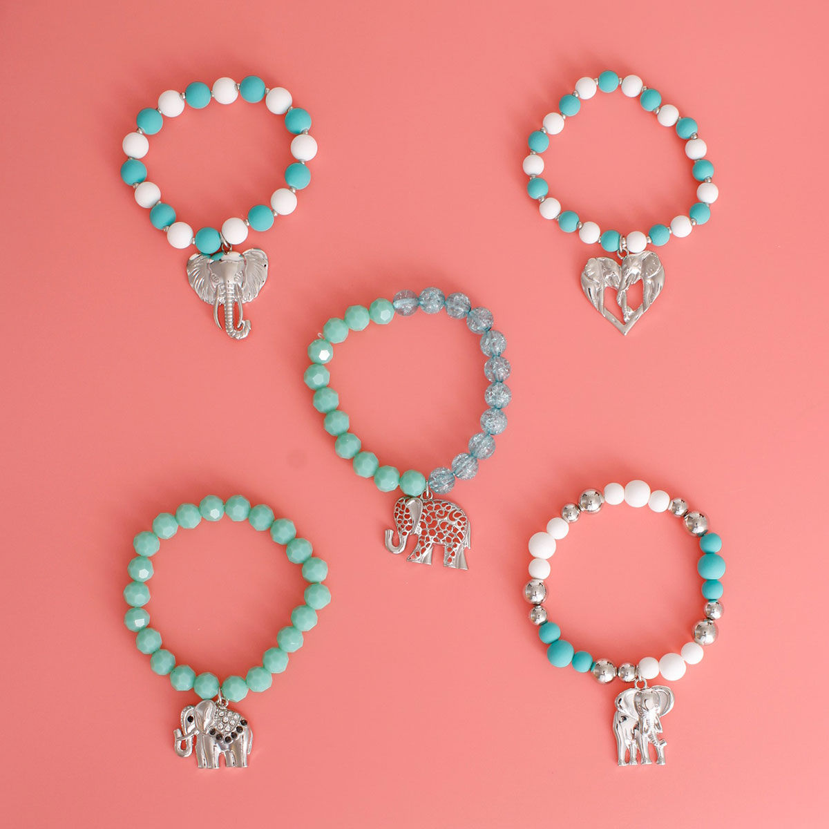 Mixed Turquoise Elephant Bracelets|Stretch to Fit - Premium Wholesale Jewelry from Pinktown - Just $21! Shop now at chiquestyles