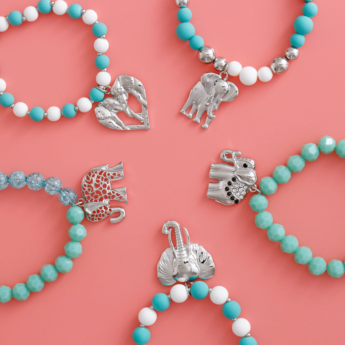 Mixed Turquoise Elephant Bracelets|Stretch to Fit - Premium Wholesale Jewelry from Pinktown - Just $21! Shop now at chiquestyles