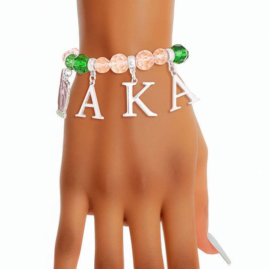 Pink Green Bead AKA Bracelet|Stretch to Fit - Premium Wholesale Jewelry from Pinktown - Just $16! Shop now at chiquestyles