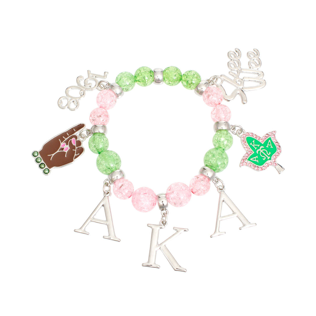 Bracelet Pink Green AKA Charm Bracelet for Women - Premium Wholesale Jewelry from Pinktown - Just $15! Shop now at chiquestyles