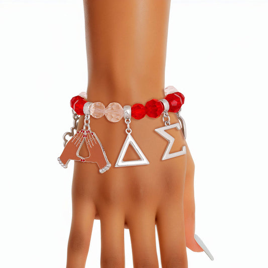 Red Clear Bead Delta Soror Bracelet - Premium Wholesale Jewelry from Pinktown - Just $16! Shop now at chiquestyles