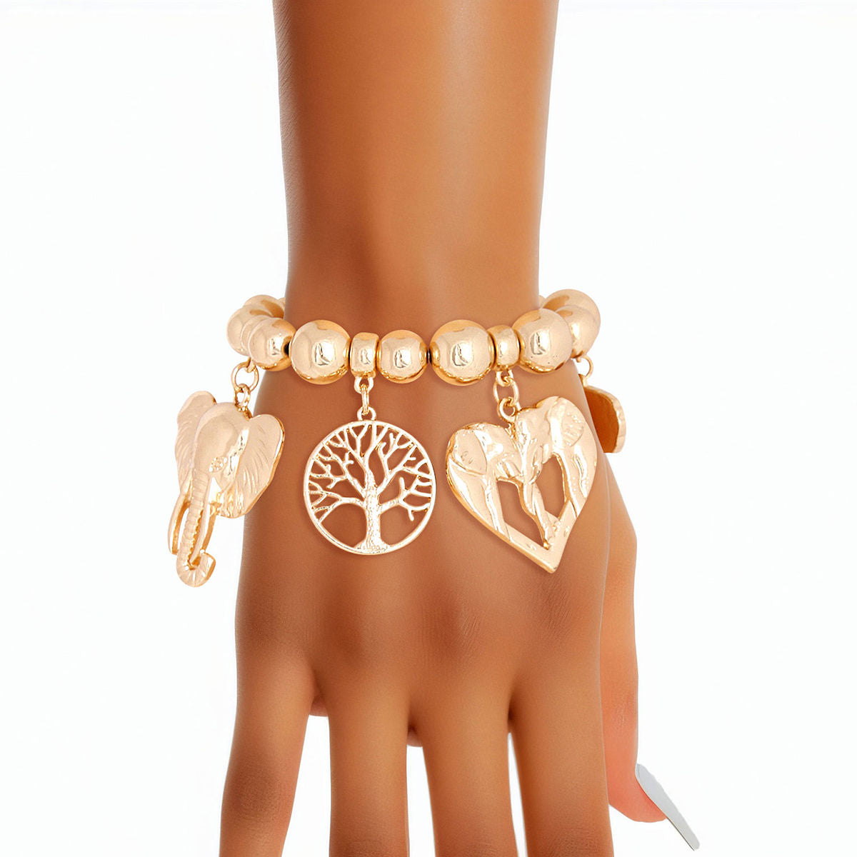 Gold Africa Elephant Bracelet|Stretch to Fit - Premium Wholesale Jewelry from Pinktown - Just $16! Shop now at chiquestyles