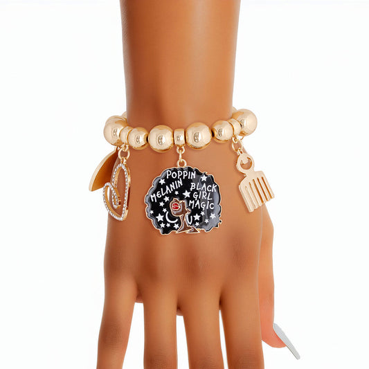 Gold Melanin Bracelet|Stretch to Fit - Premium Wholesale Jewelry from Pinktown - Just $13! Shop now at chiquestyles