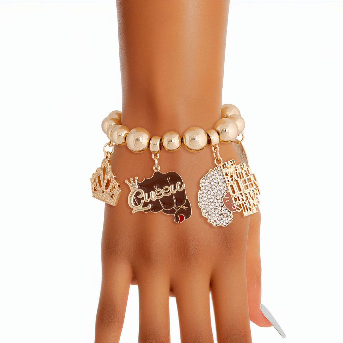 Gold Queen Afro Bracelet|Stretch to Fit - Premium Wholesale Jewelry from Pinktown - Just $13! Shop now at chiquestyles