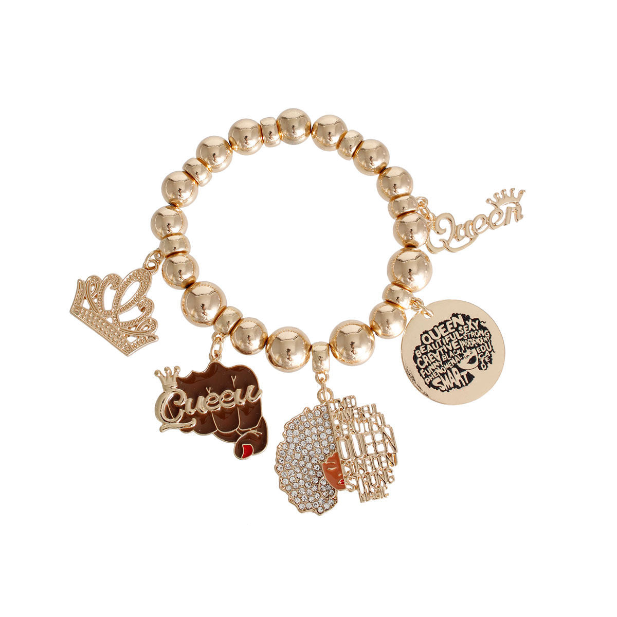 Gold Queen Afro Bracelet|Stretch to Fit - Premium Wholesale Jewelry from Pinktown - Just $13! Shop now at chiquestyles