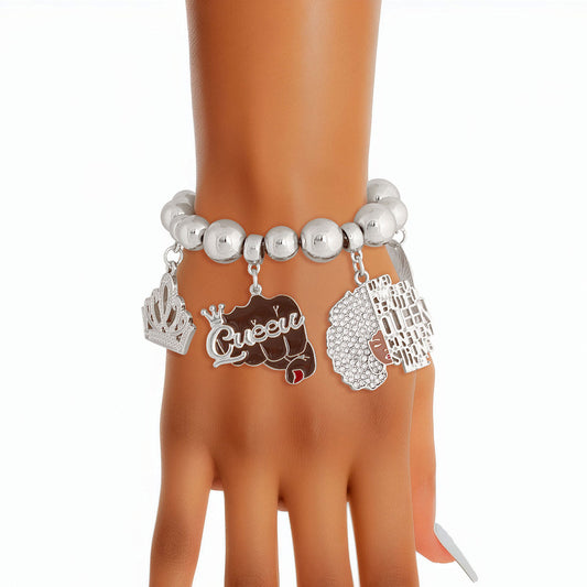 Silver Queen Afro Bracelet|Stretch to Fit - Premium Wholesale Jewelry from Pinktown - Just $13! Shop now at chiquestyles