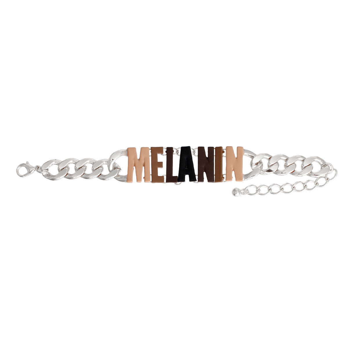 MELANIN Silver Chain Bracelet|6.5 + 2.25 inches - Premium Wholesale Jewelry from Pinktown - Just $13! Shop now at chiquestyles