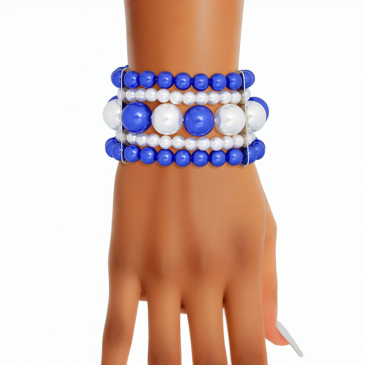 Bracelet Blue White Stacked Pearls for Women - Premium Wholesale Jewelry from Pinktown - Just $15! Shop now at chiquestyles
