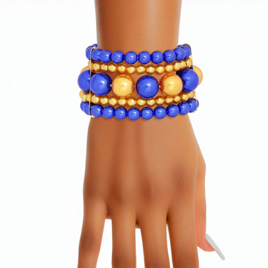 Bracelet Blue Gold Stacked Pearls for Women - Premium Wholesale Jewelry from Pinktown - Just $15! Shop now at chiquestyles
